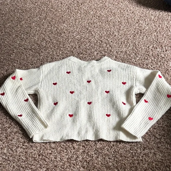 Cream Sweater with Red Heart Accents - Picture 2 of 3